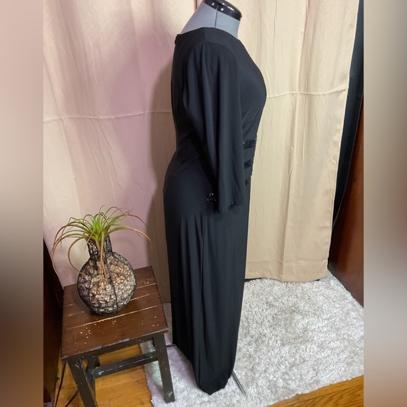 R&M Richards Black 3/4” Sleeve Sequin Dress - Picture 7 of 14